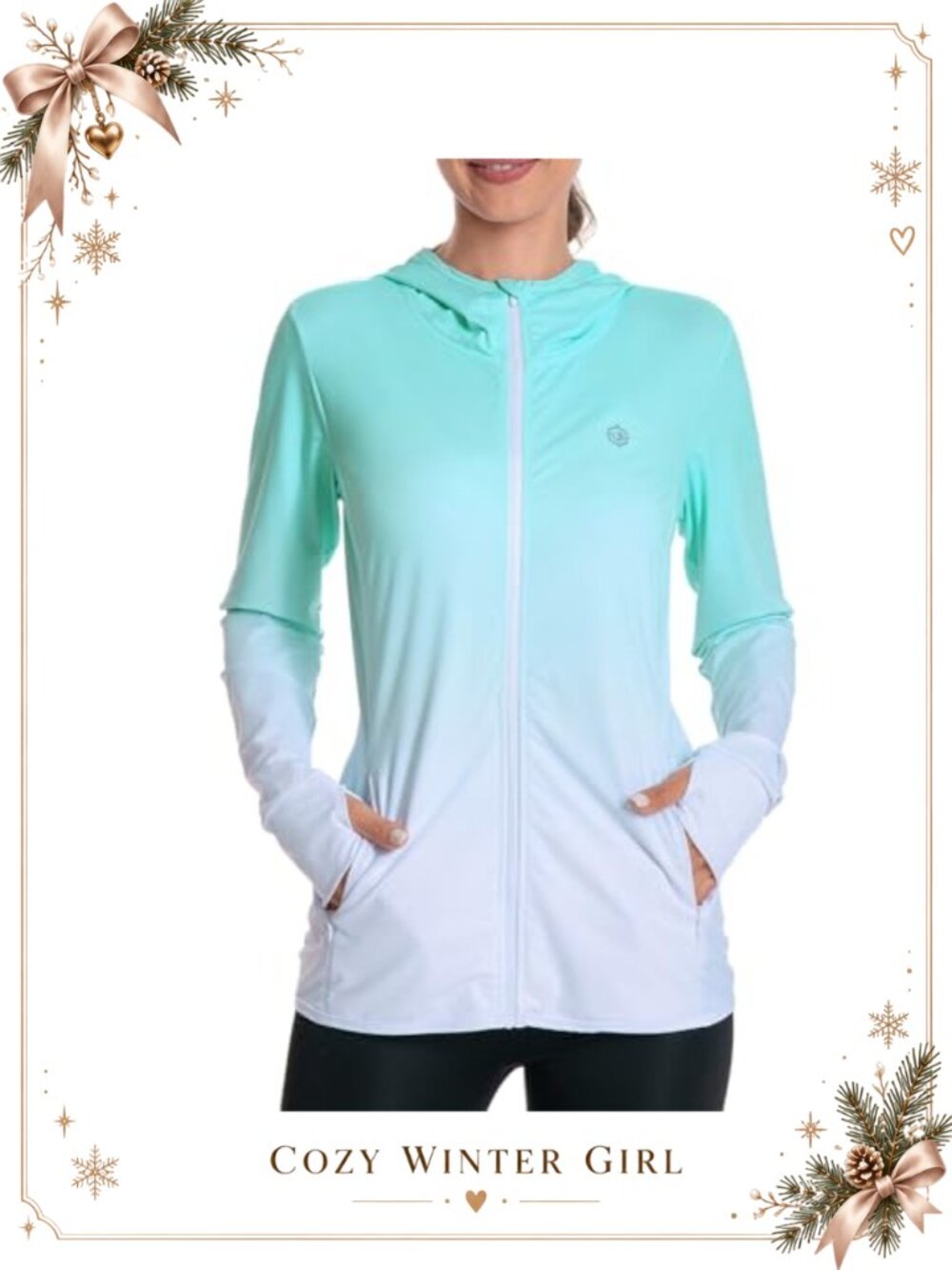 UPF 50+ Full Zip Hoodie Jacket Long Sleeve Hooded Sun Shirt with Pockets